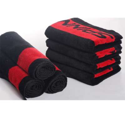 Customized logo design cotton terry  jacquard sport gift towel